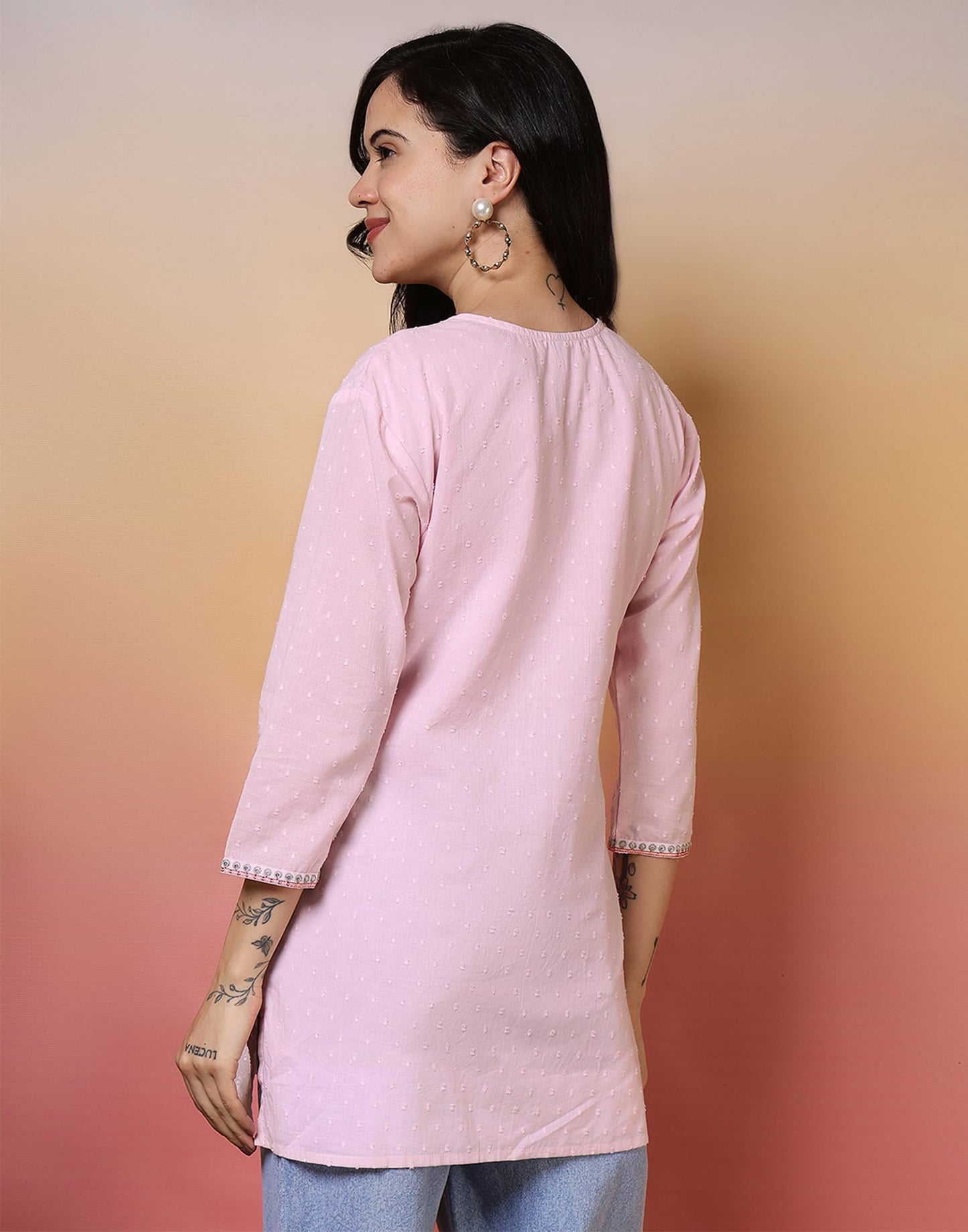 Cotton Embroidered Straight Kurti