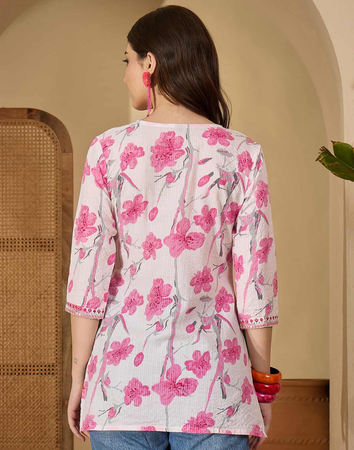 Cotton Embroidered Straight Kurti