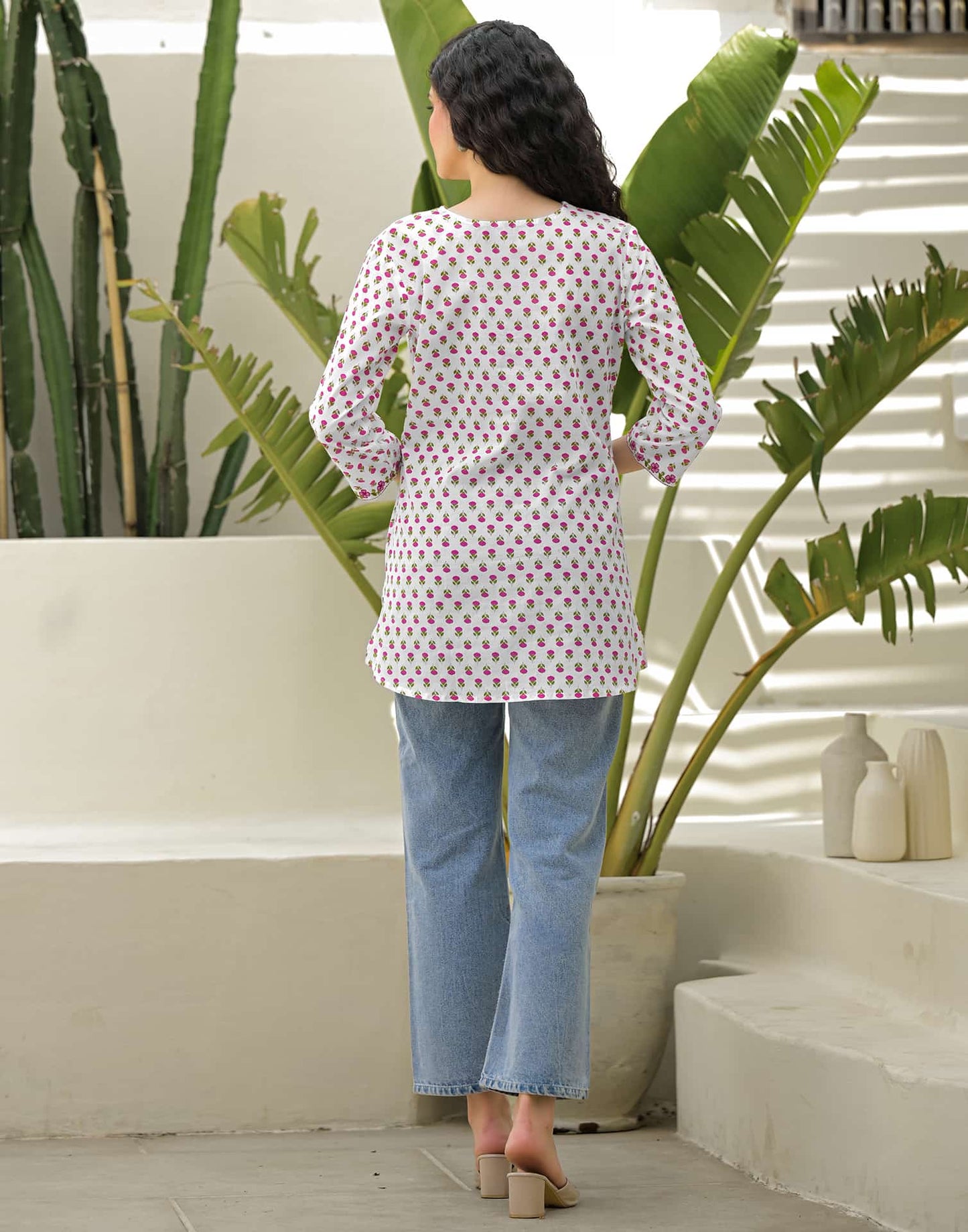 Cotton Embroidered Straight Kurti