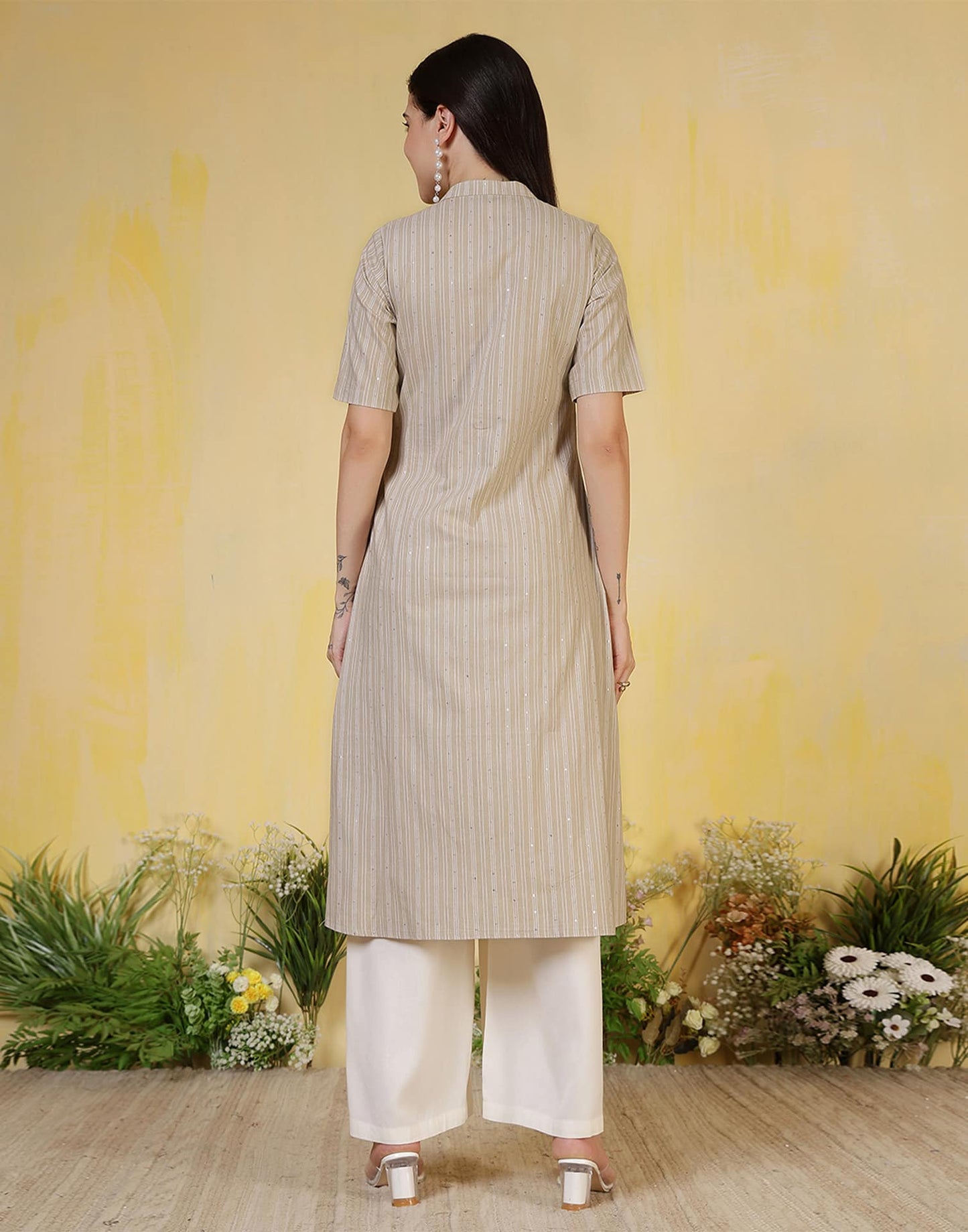 Cotton Woven Design Straight Kurti