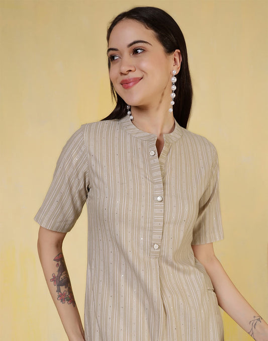 Cotton Woven Design Straight Kurti