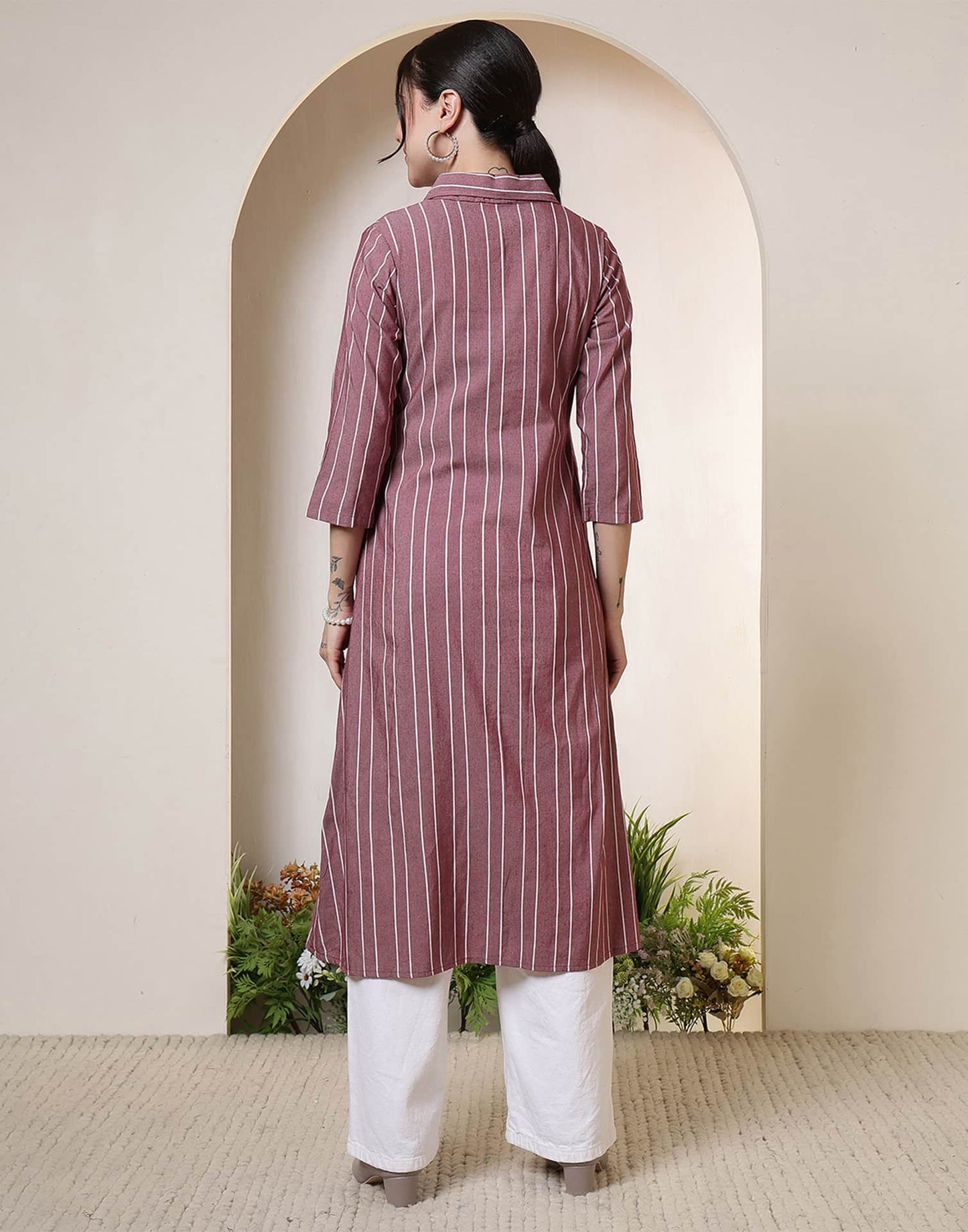 Cotton Woven Design Straight Kurti
