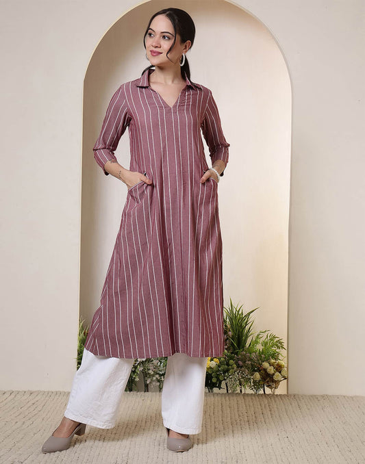 Cotton Woven Design Straight Kurti