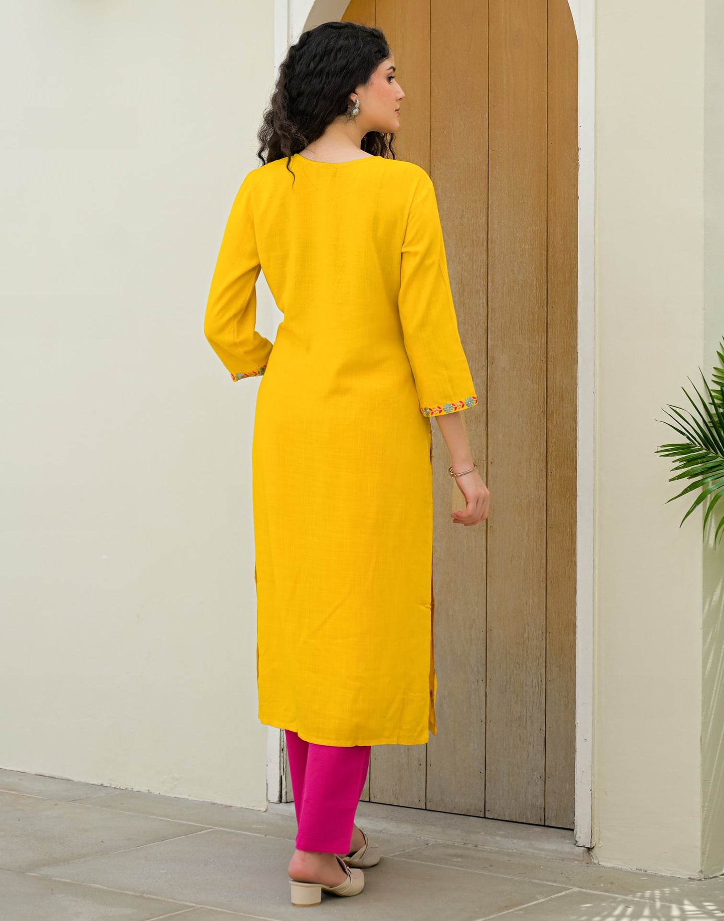 Cotton Embroidered Straight Kurti