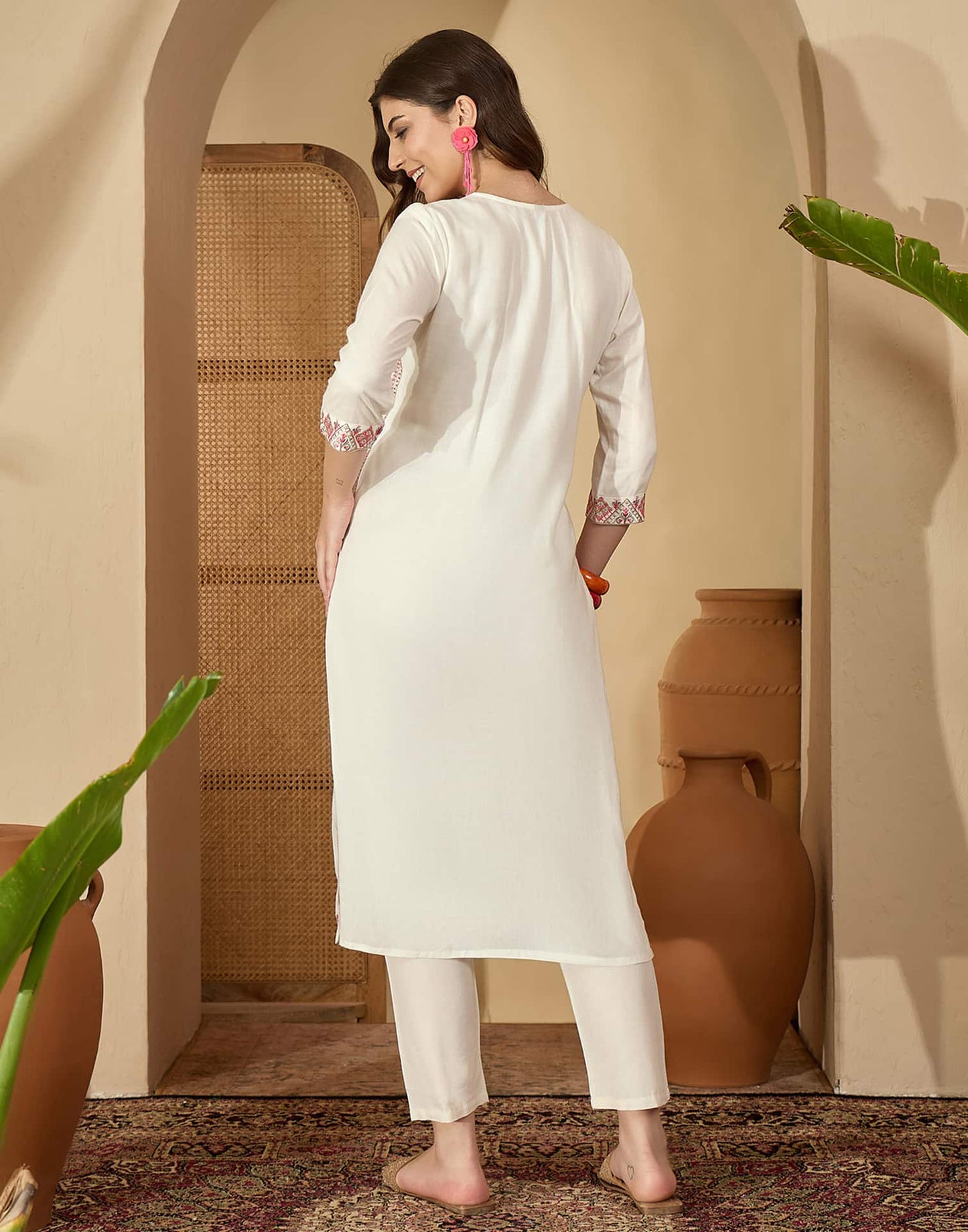 Rayon Embroidered Straight Kurti