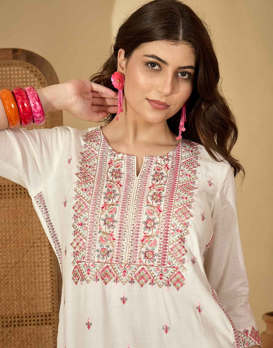 Rayon Embroidered Straight Kurti