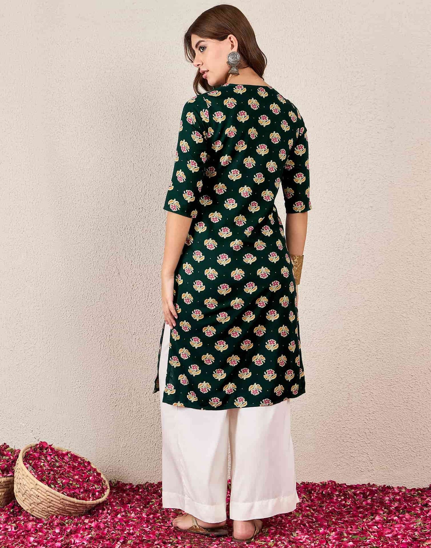 Rayon Printed Straight Kurti