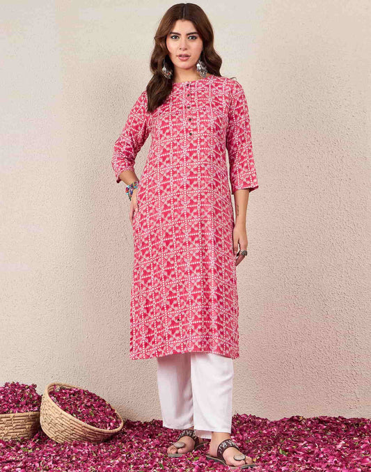 Rayon Printed Straight Kurti