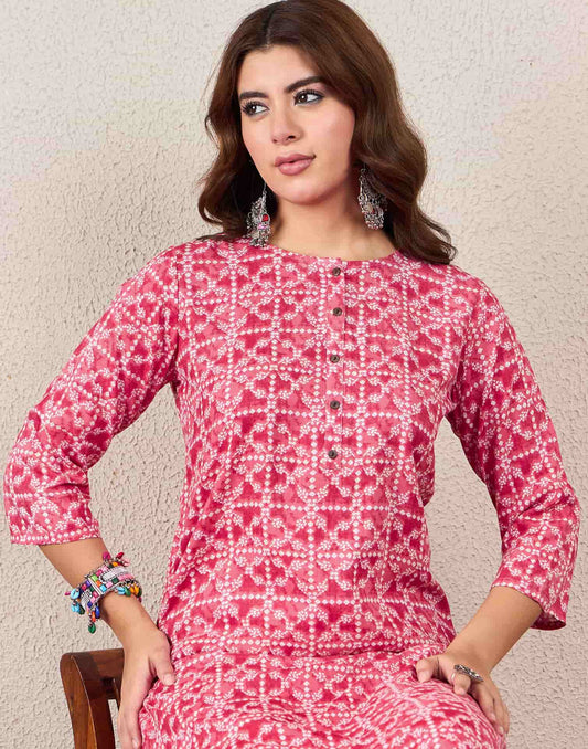 Rayon Printed Straight Kurti