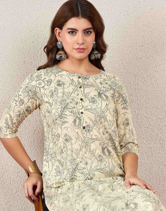 Rayon Printed Straight Kurti