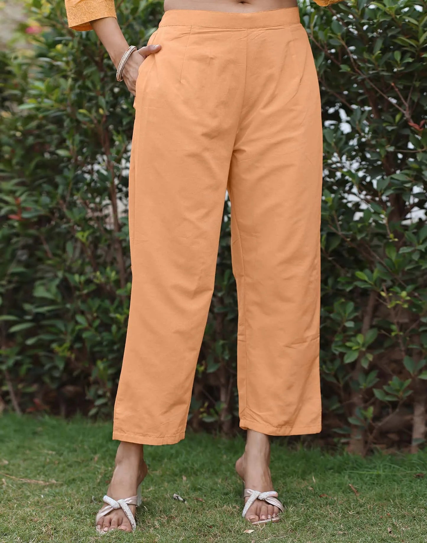 Cotton Straight Woven Design V-Neck Kurta with Pant & Dupatta