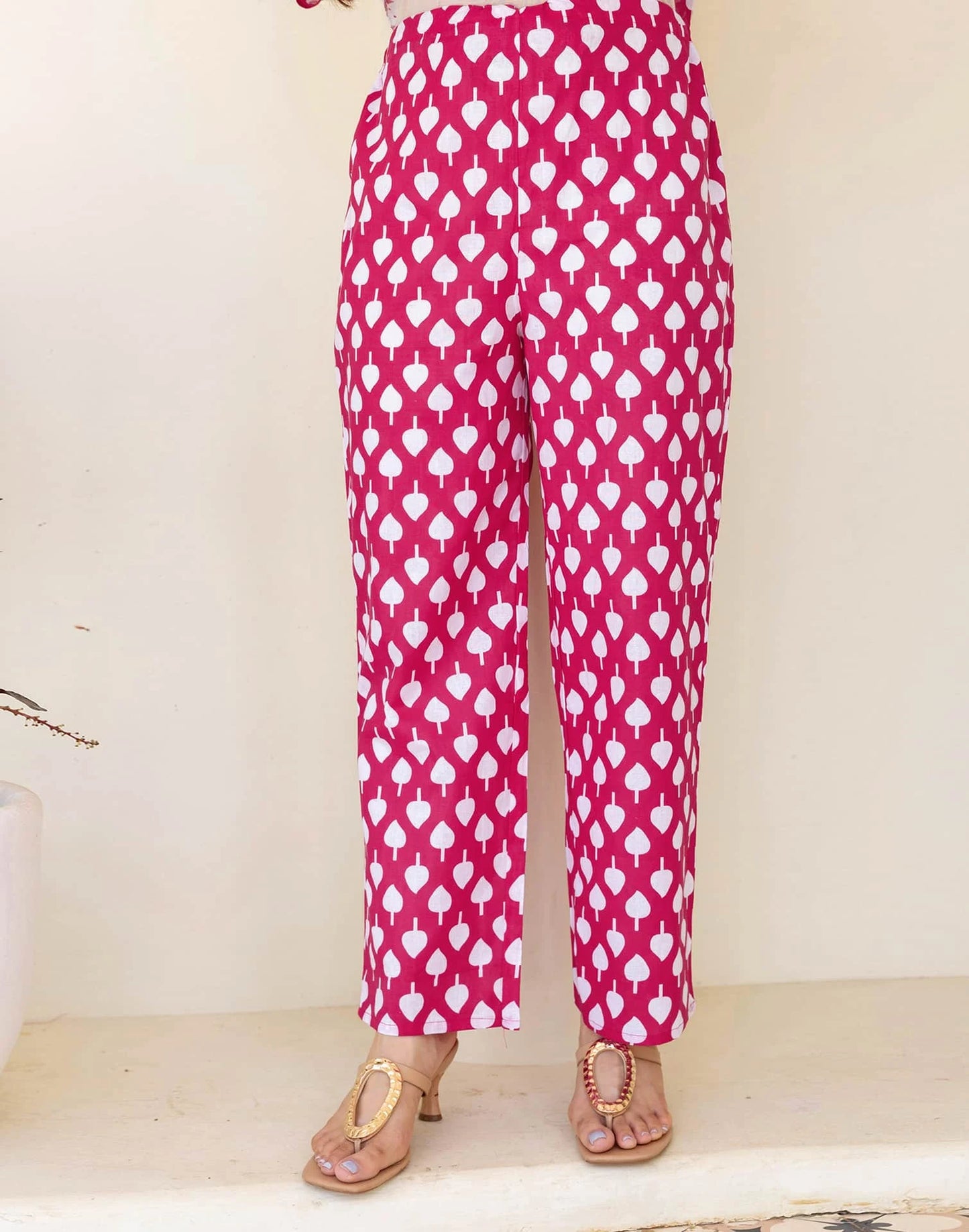 Cotton Straight Printed V-Neck Kurta with Pant & Dupatta