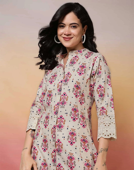 Cotton Printed Straight Kurti