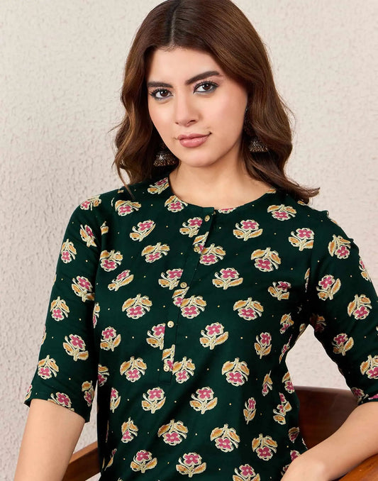 Rayon Printed Straight Kurti