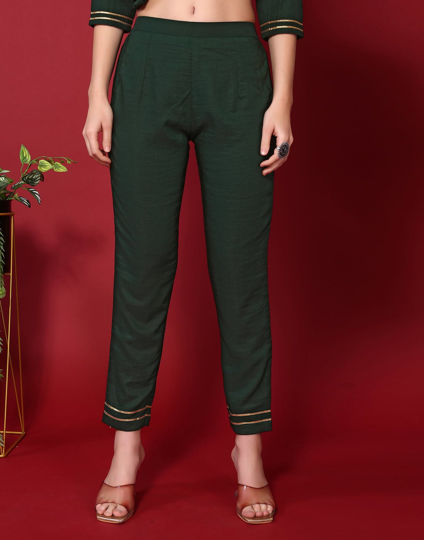 Green Cotton Embroidered Straight Kurta Set with Pant & Dupatta