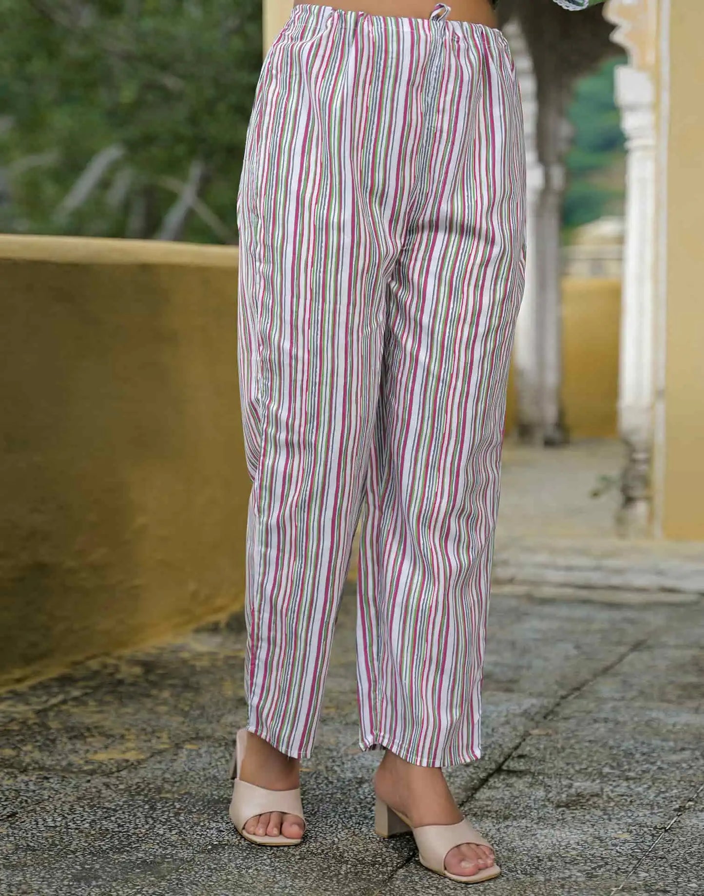 Cotton Straight Printed V-Neck Kurta with Pant & Dupatta