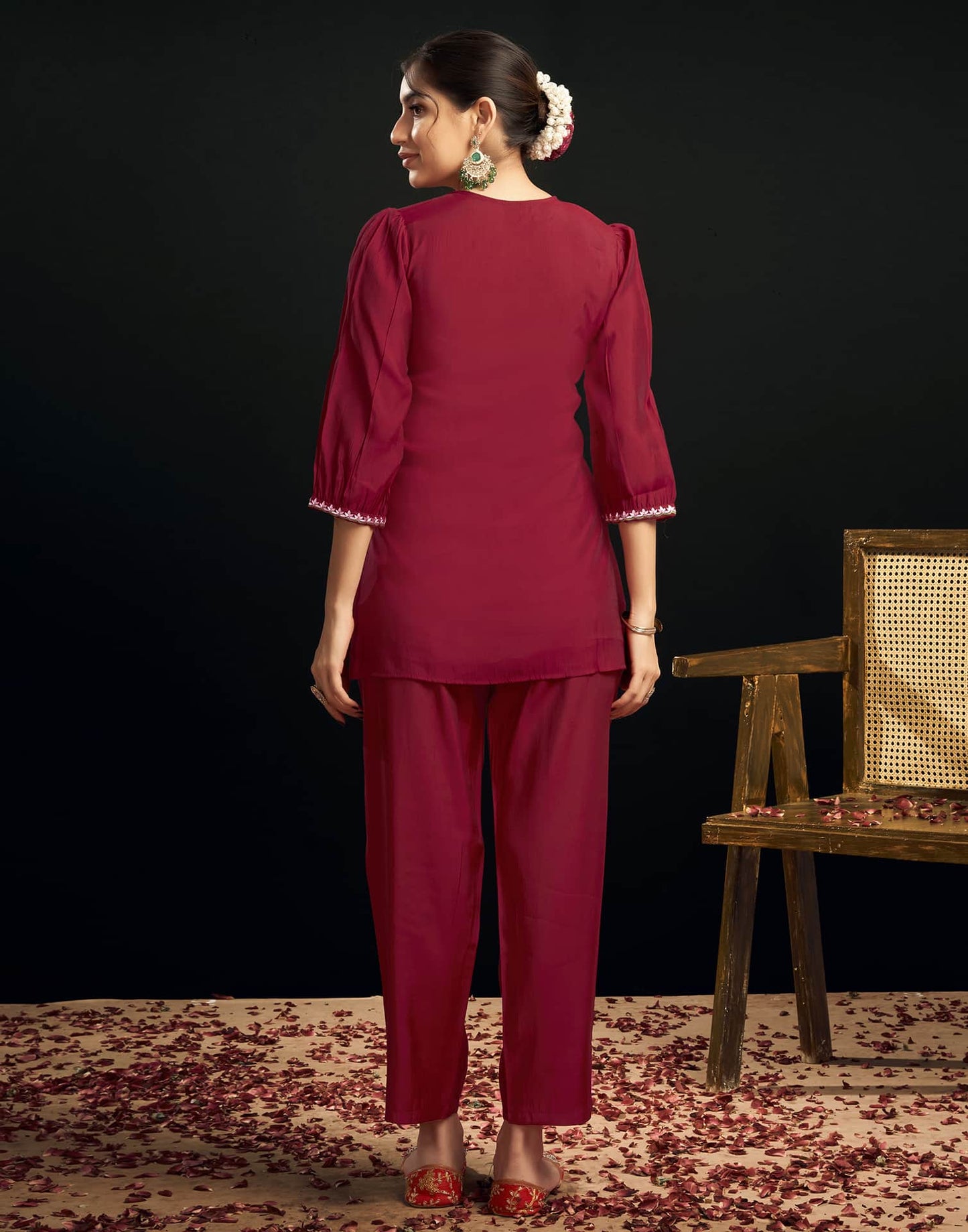 Silk Blend Printed Round Neck Co-ord Set