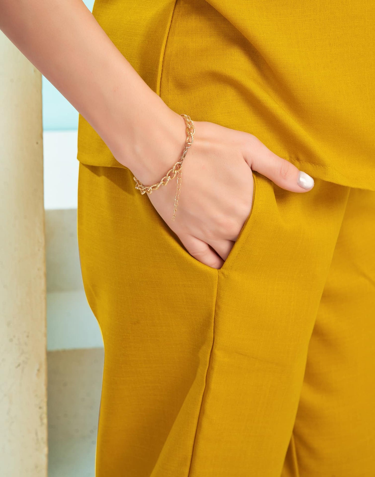 Cotton Blend Printed V-Neck Co-ord Set