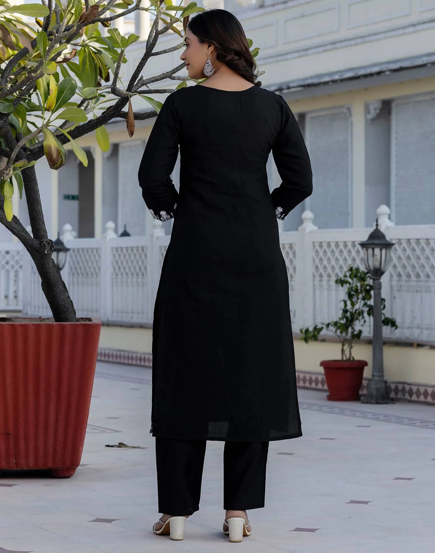 Silk Embroidery Straight Kurta with Pant & Dupatta