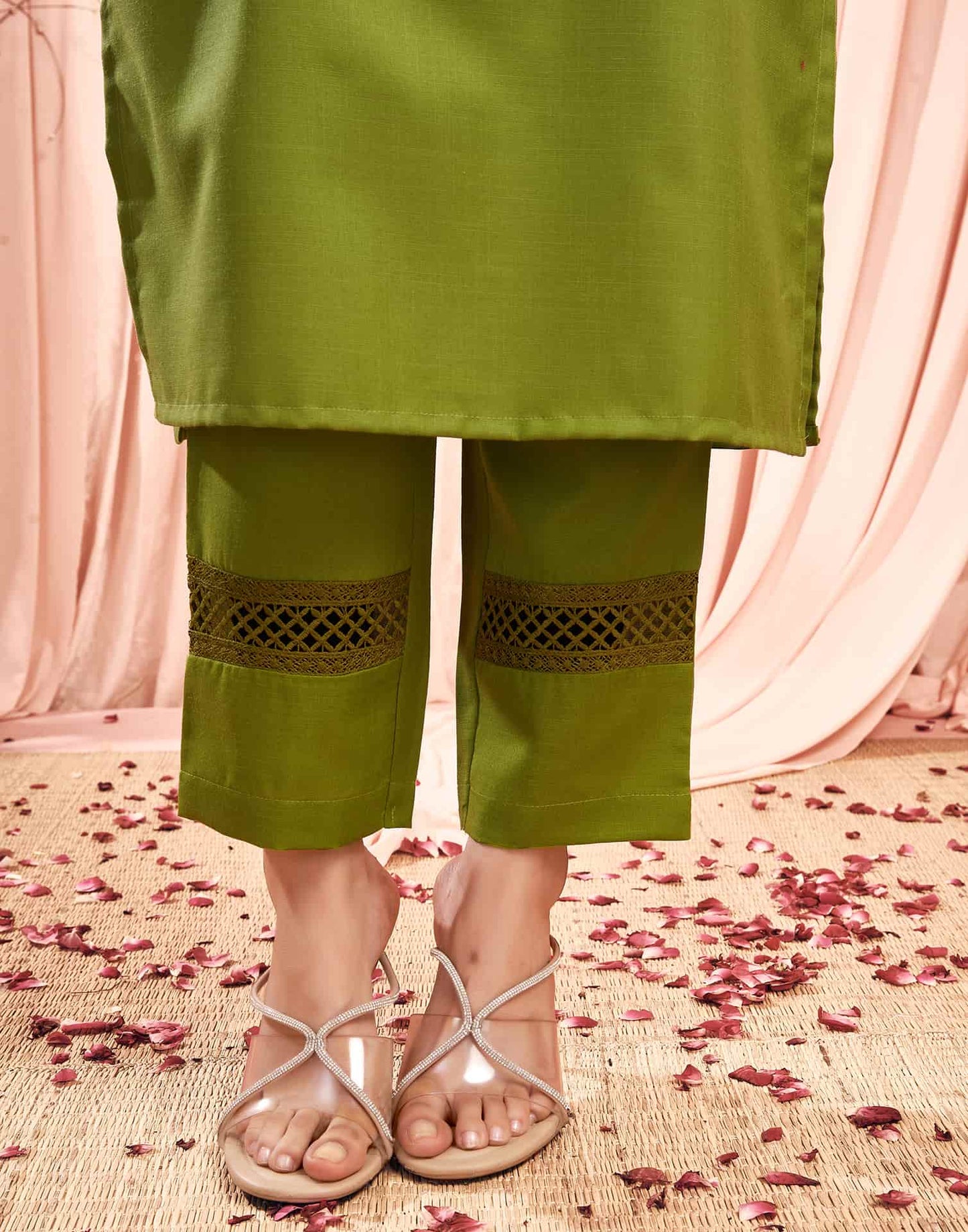 Embroidered Sequence Straight Kurta Set for Women Festive Wear