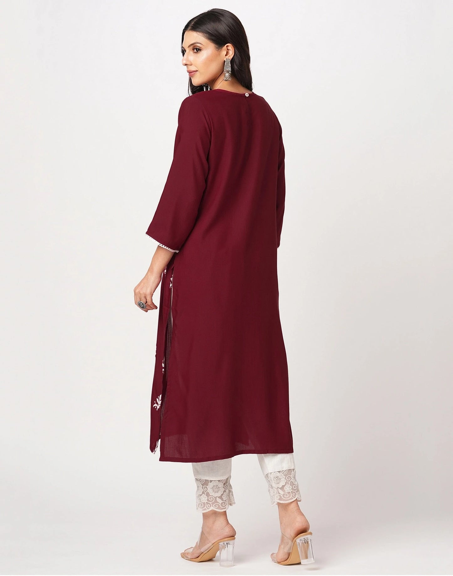 Cotton Embroidered Straight Kurti