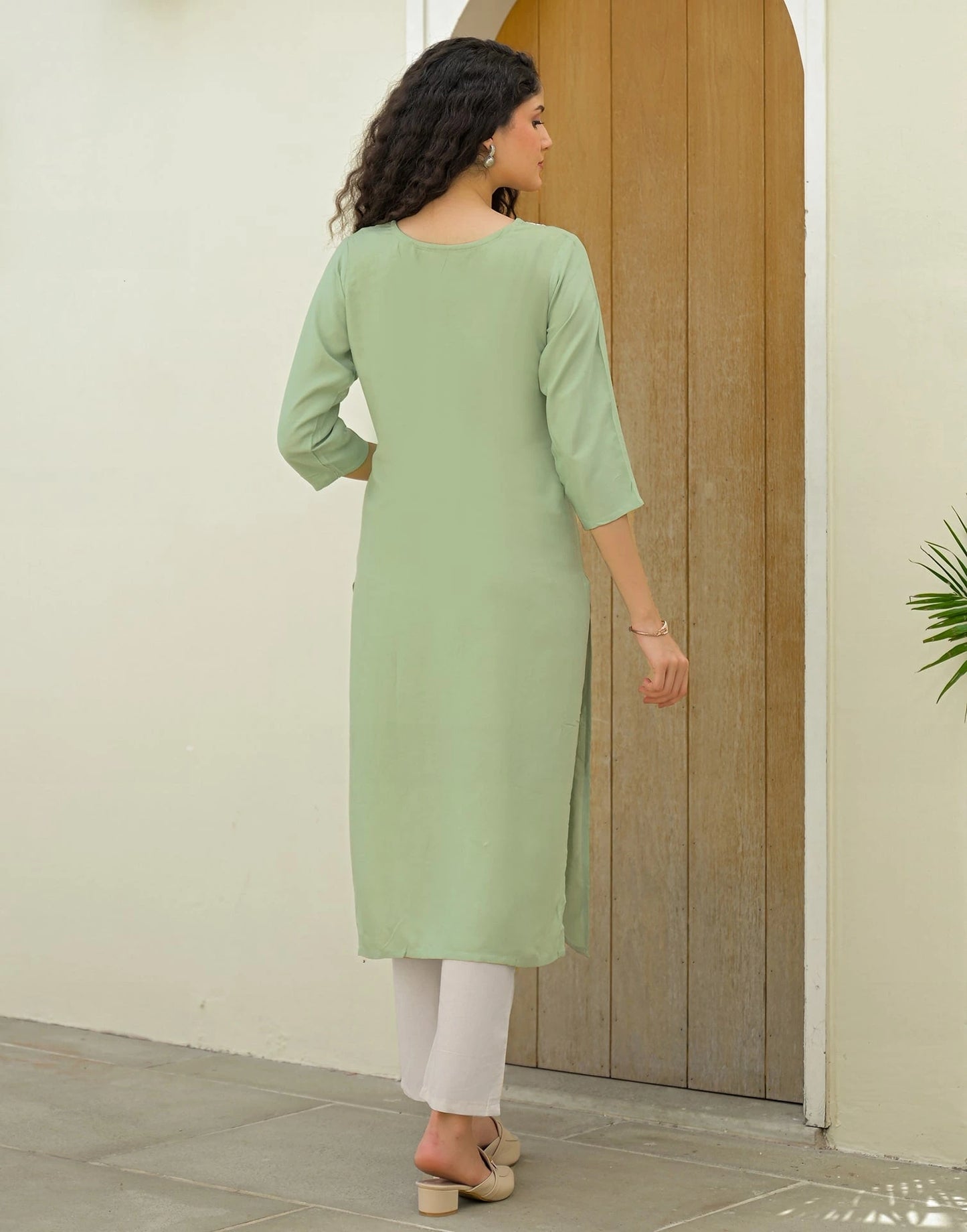 Rayon Embroidered Straight Kurti