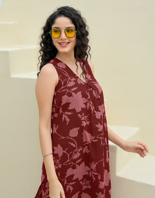 Cotton Printed V-Neck Co-ord Set