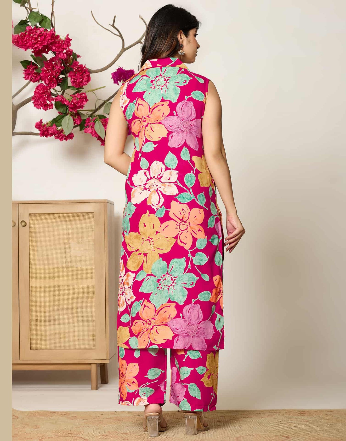 Rayon Printed V-Neck Co-ord Set