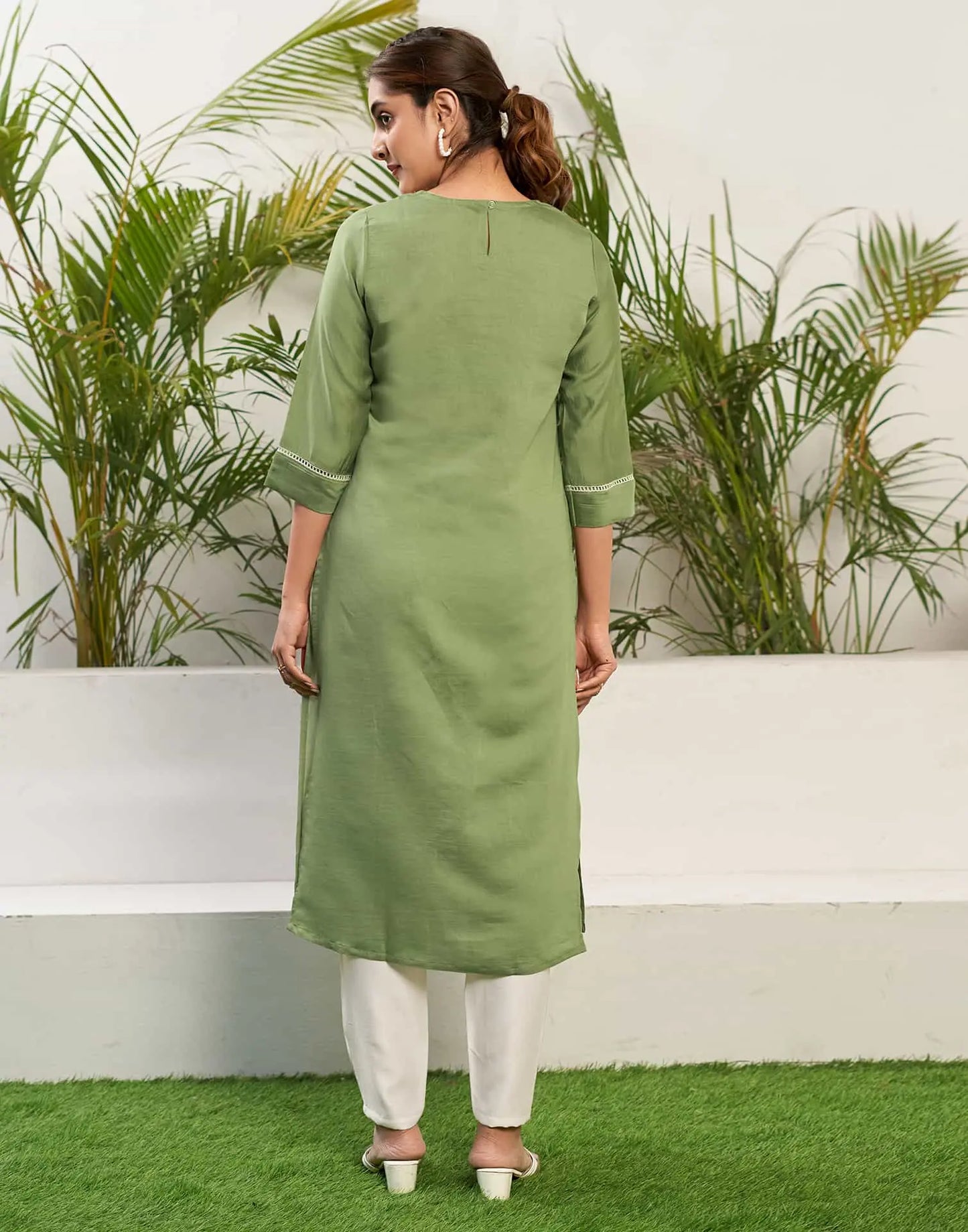 Silk Embroidered Straight Kurti