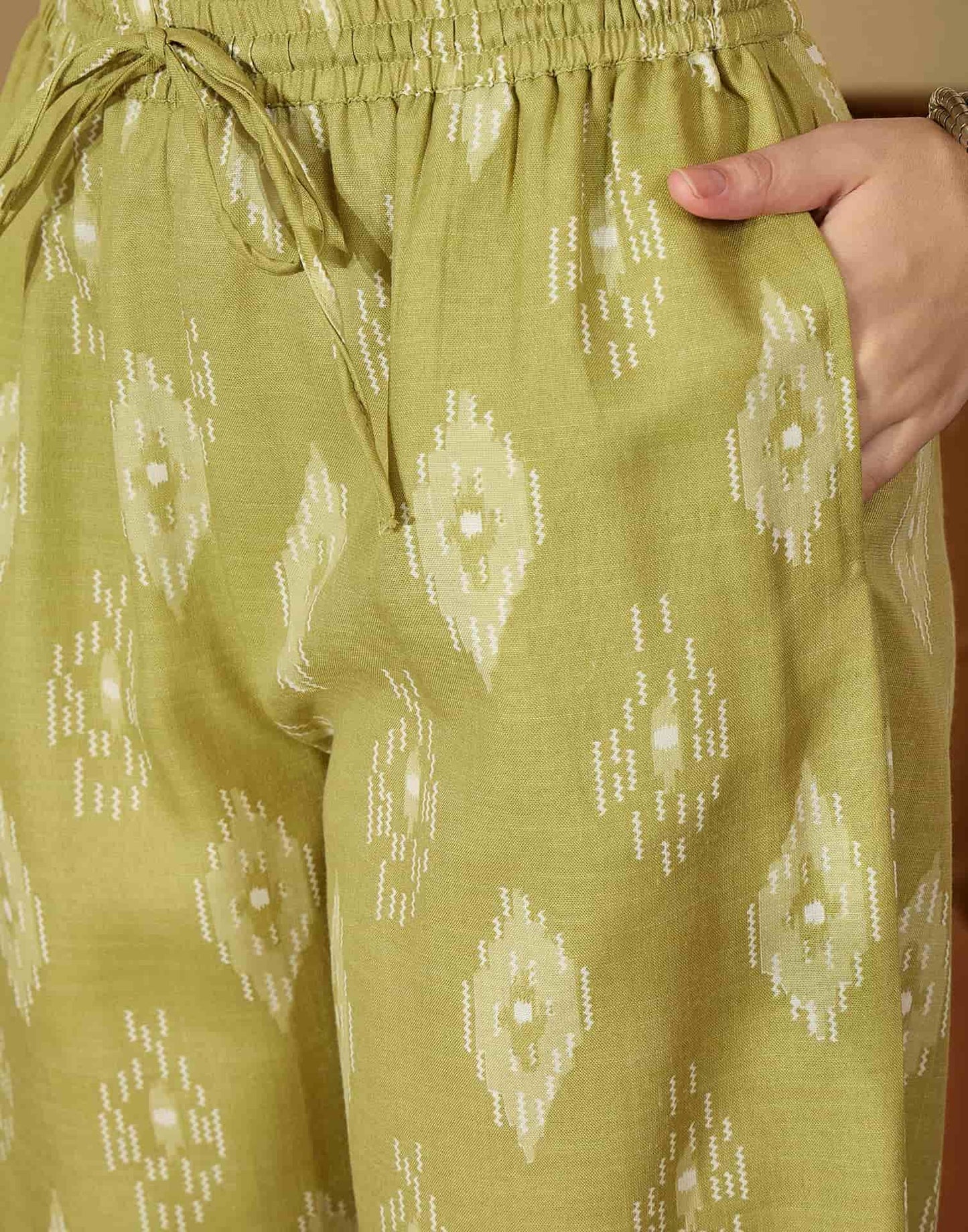 Cotton Blend Printed V-Neck Co-ord Set