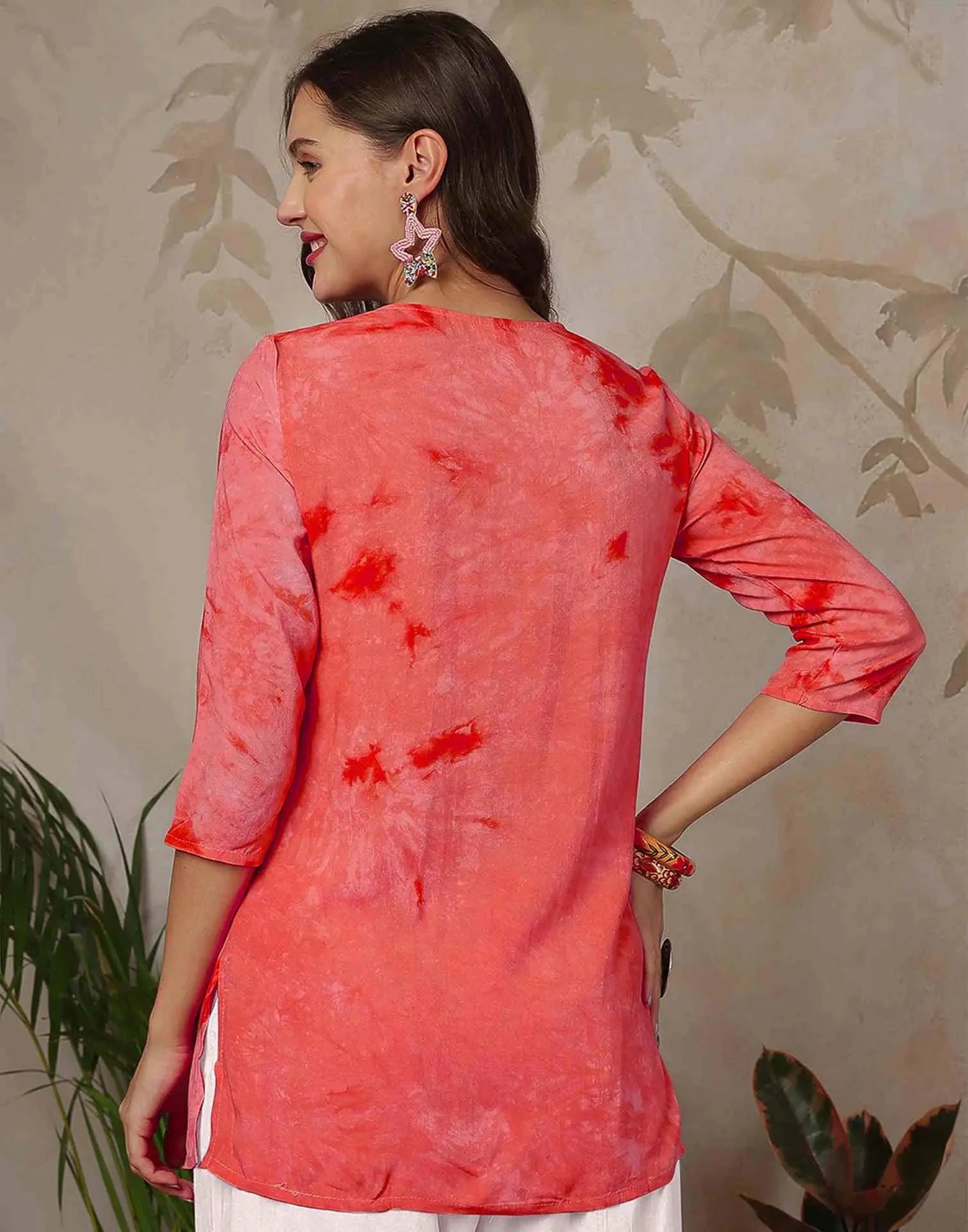 Rayon Chikankari Flared Round Neck Short Kurti