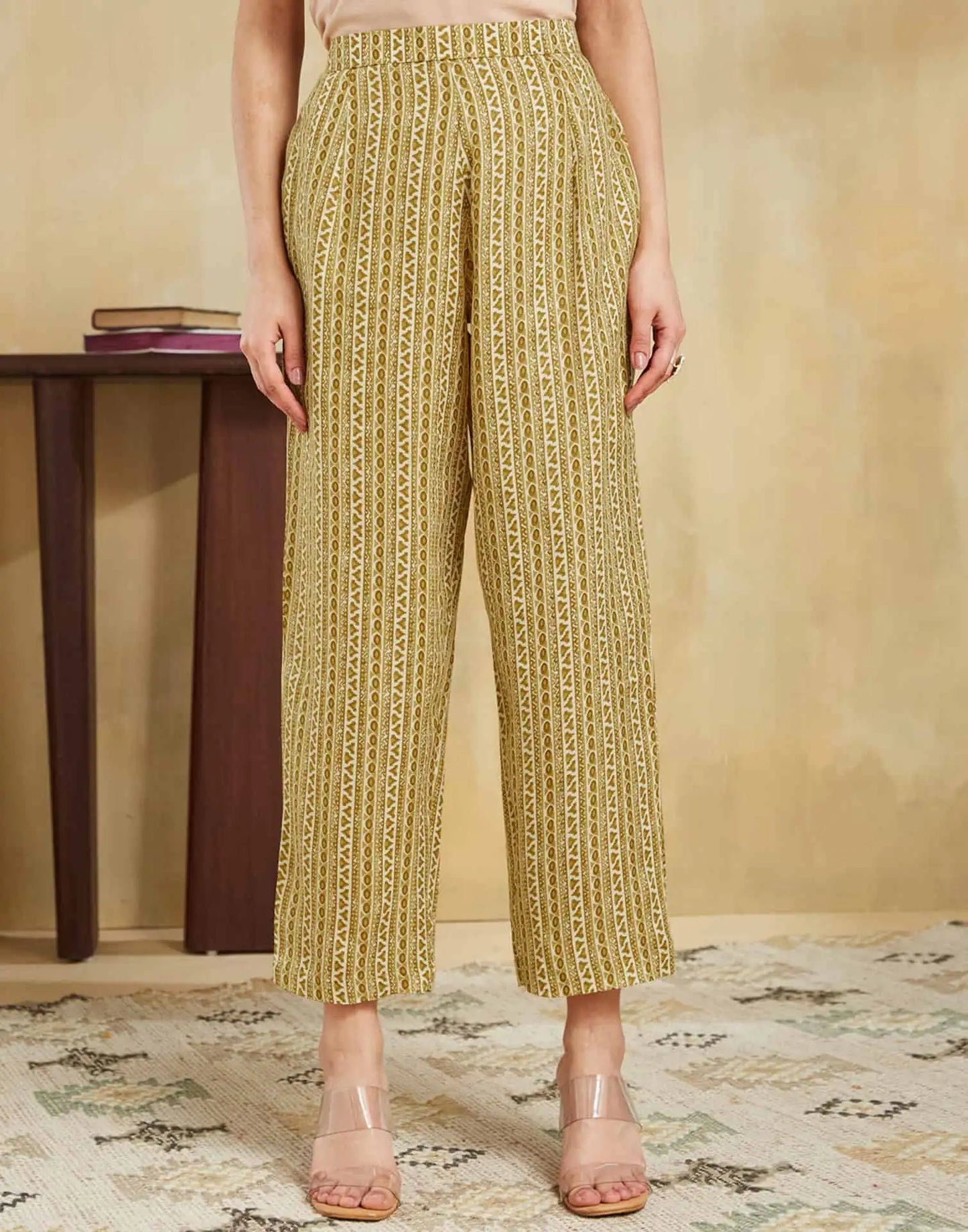 Cotton Blend Printed and Lace Straight Kurta with Pant & Dupatta