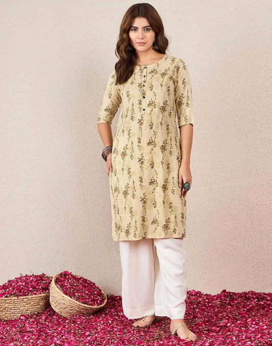Rayon Printed Straight Kurti