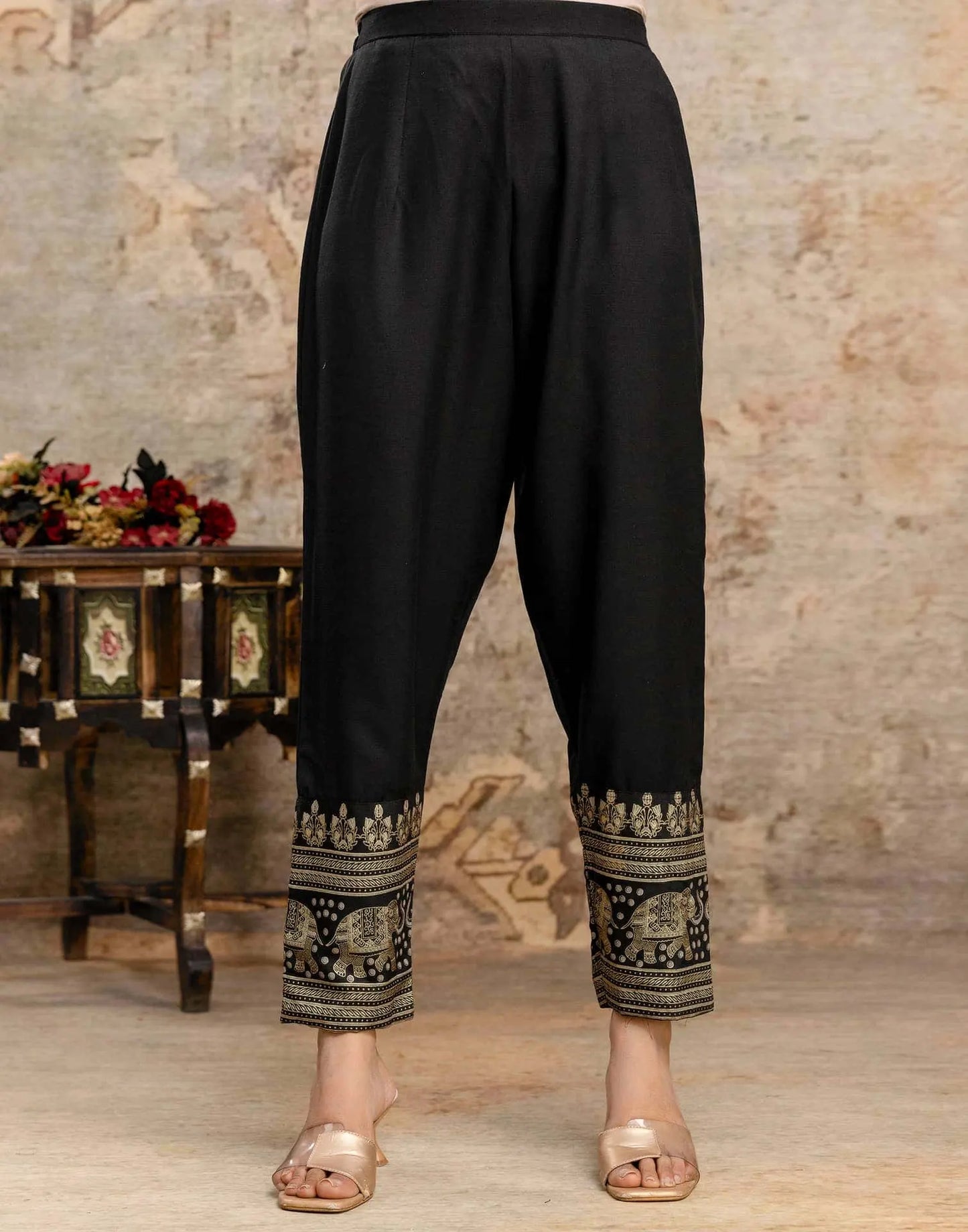 Rayon Foil Print and Gota Lace Straight Kurta with Pant & Dupatta