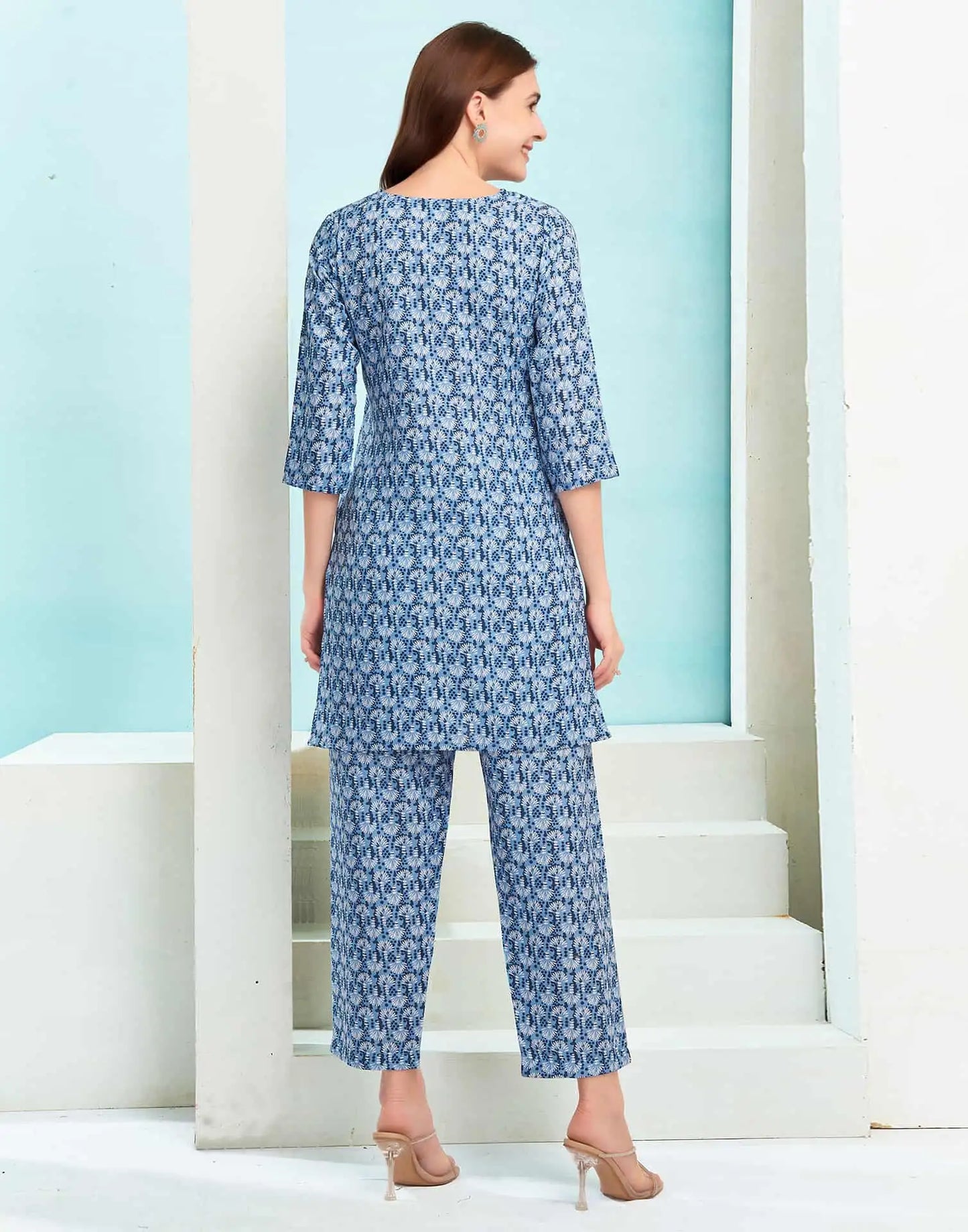 blue cotton affordable co-ord set