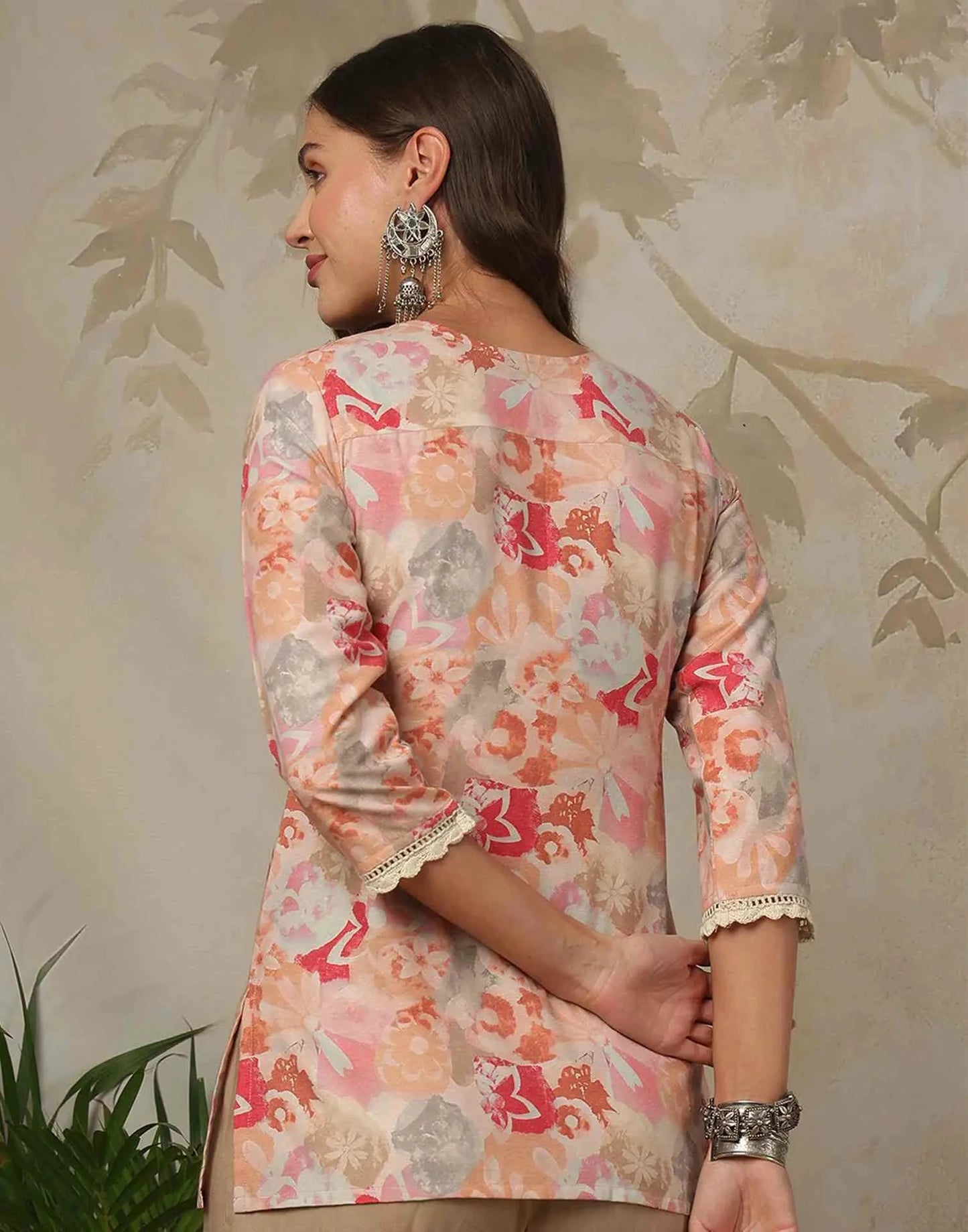 Cotton Chikankari Straight Round Neck Short Kurti