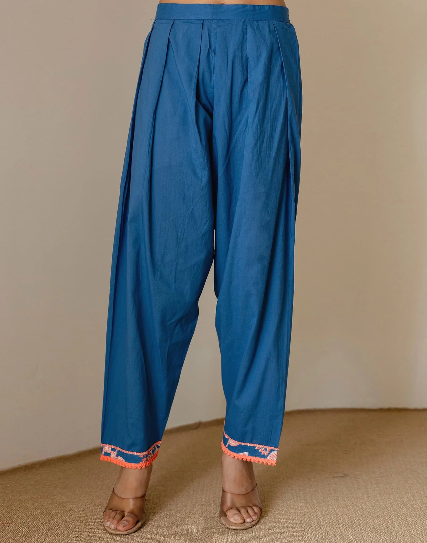 Affordable Blue Cotton Printed Straight Kurta Set with Patiala & Dupatta under 999