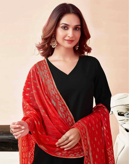 Rayon Dyed Straight Kurta with Pant & Dupatta