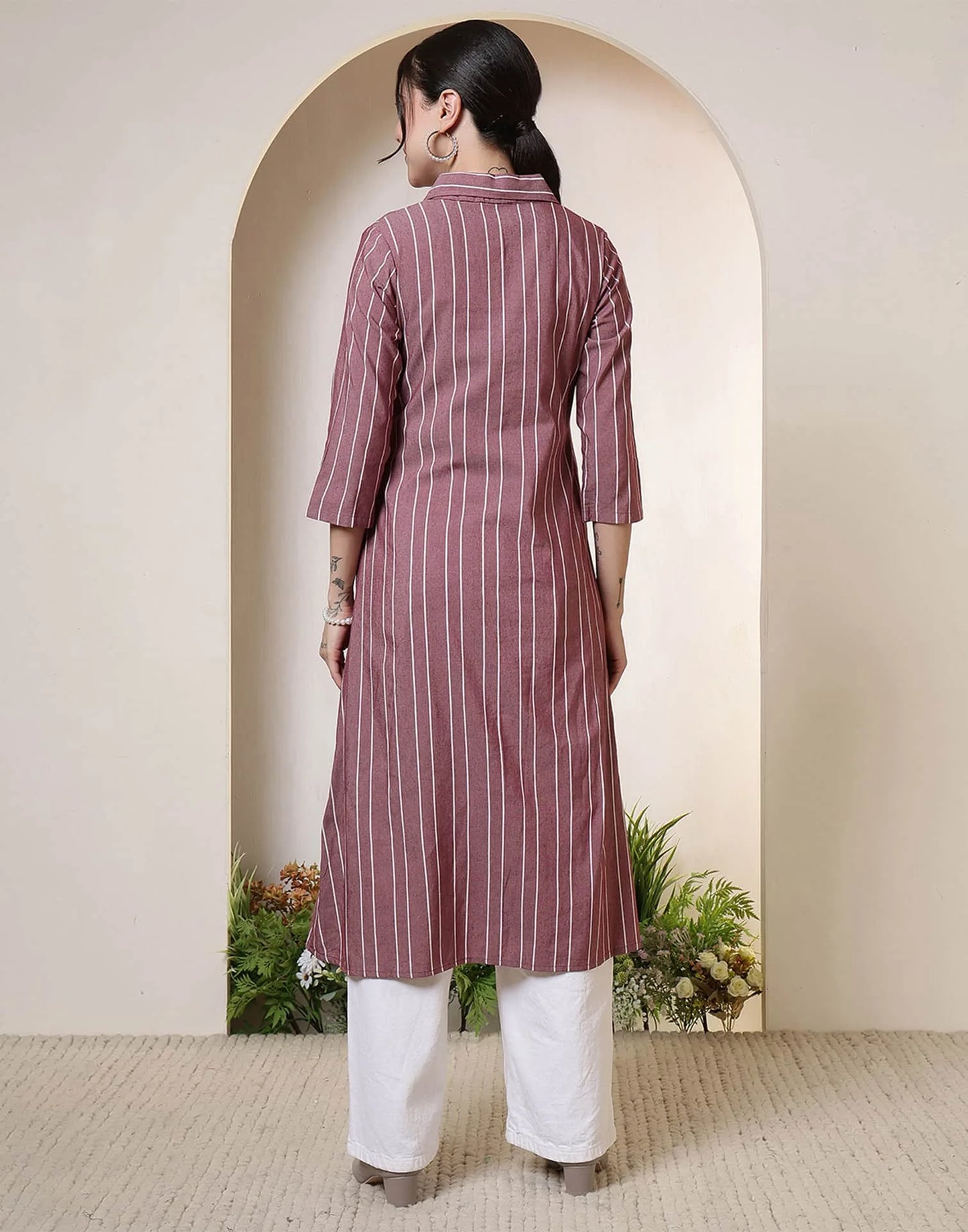 Cotton Woven Design Straight Kurti