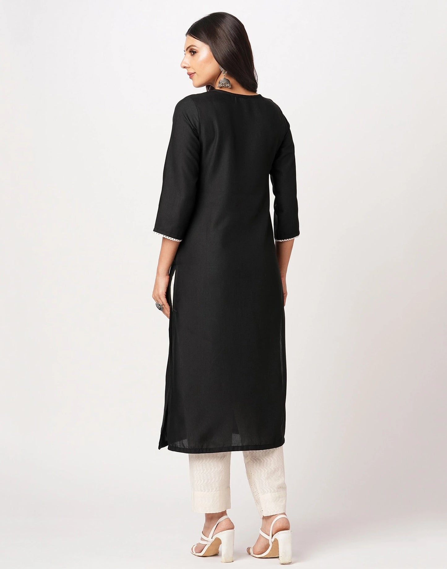 Cotton Embroidered Straight Kurti