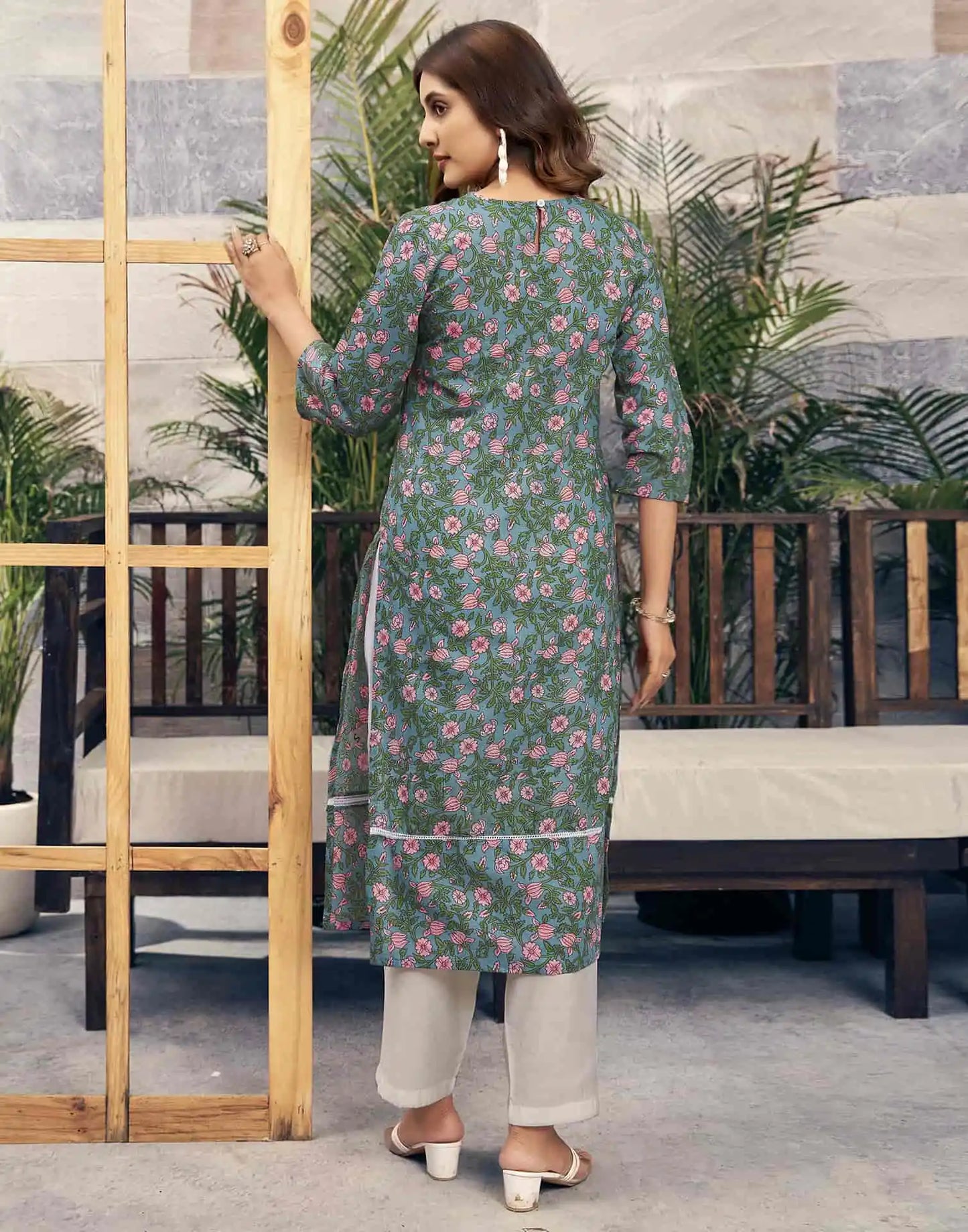 Cotton Embroidered Straight Kurti