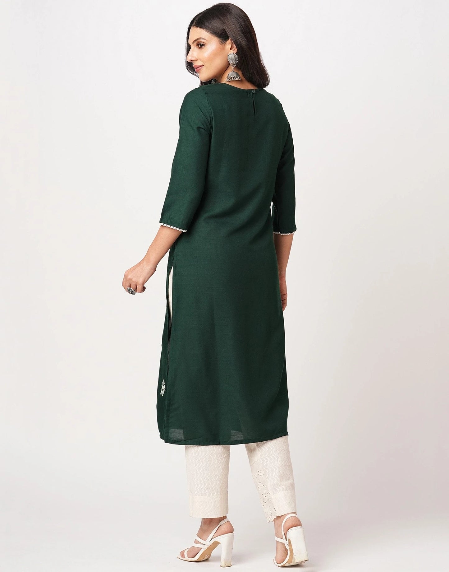 Cotton Embroidered Straight Kurti