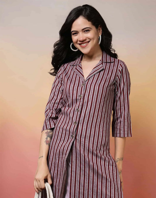 Cotton Woven Design Straight Kurti