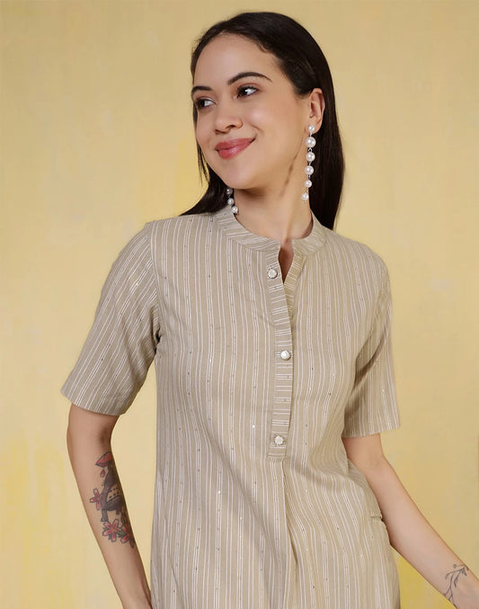 Cotton Woven Design Straight Kurti