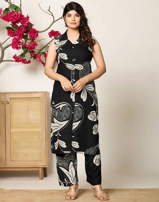 Black rayon affordable co-ord set