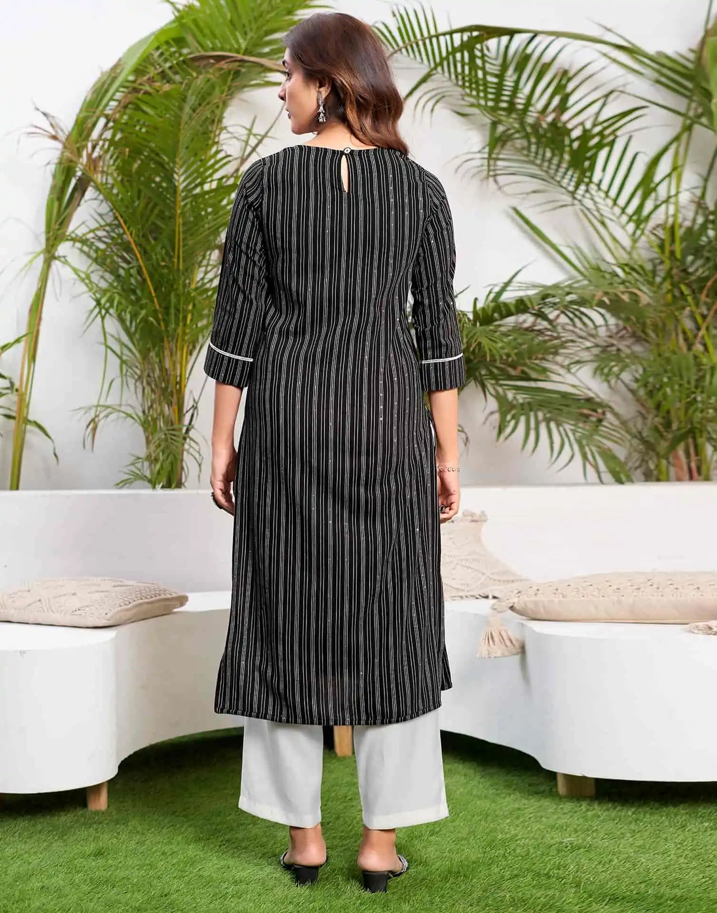 Cotton Embroidered Straight Kurti