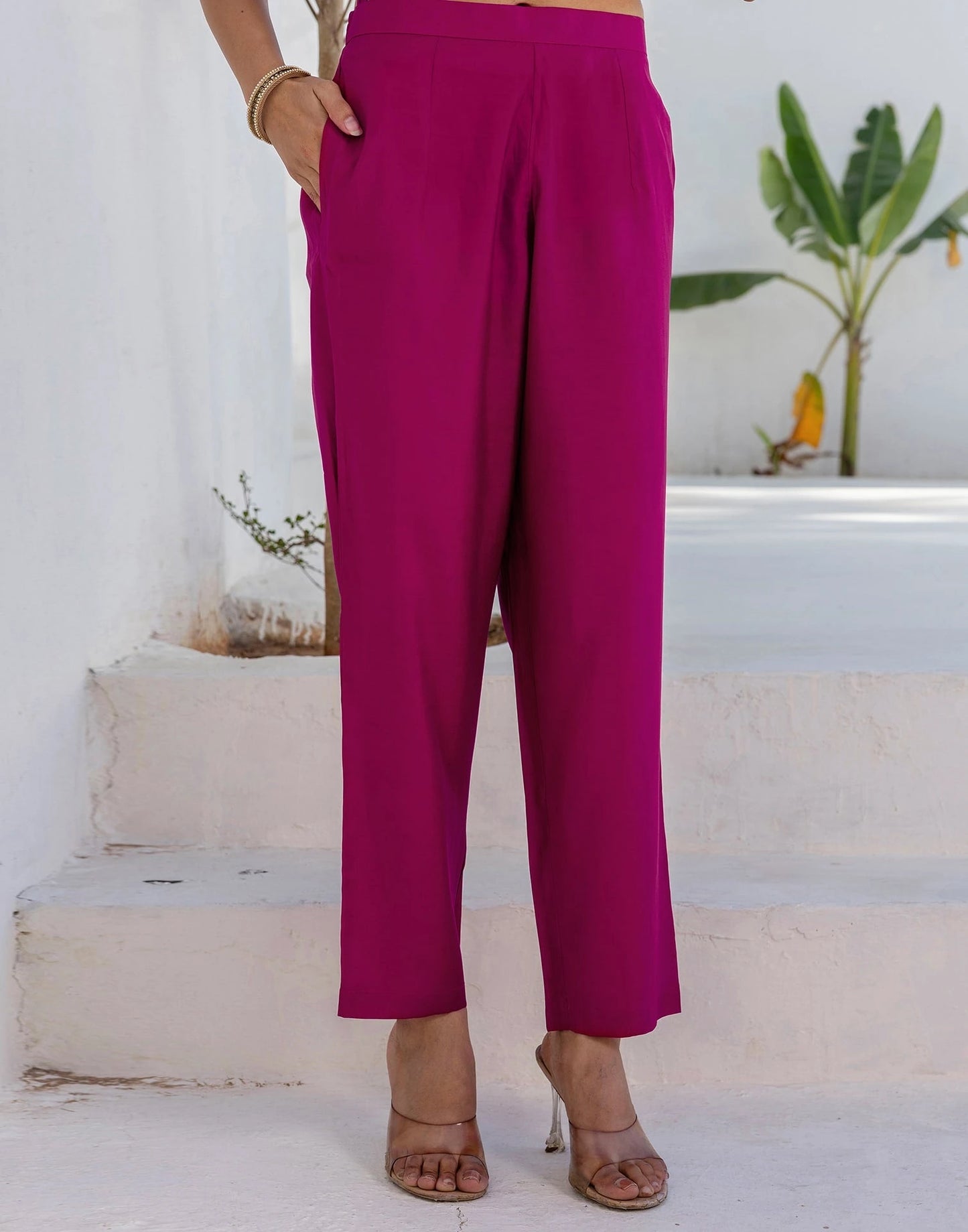 Affordable Ethnic Wear Pink Silk Blend Foil Printed Kurta Set with Embroidery Lace, Pant & Dupatta