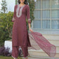 Silk Embroidered Straight Round Neck Kurta with Pant & Dupatta