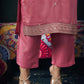 Silk Blend Embroidered Straight Kurta with Pant & Dupatta