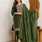 Green Silk Embroidered Straight Kurta Set with Pant and Dupatta for Women under 1299